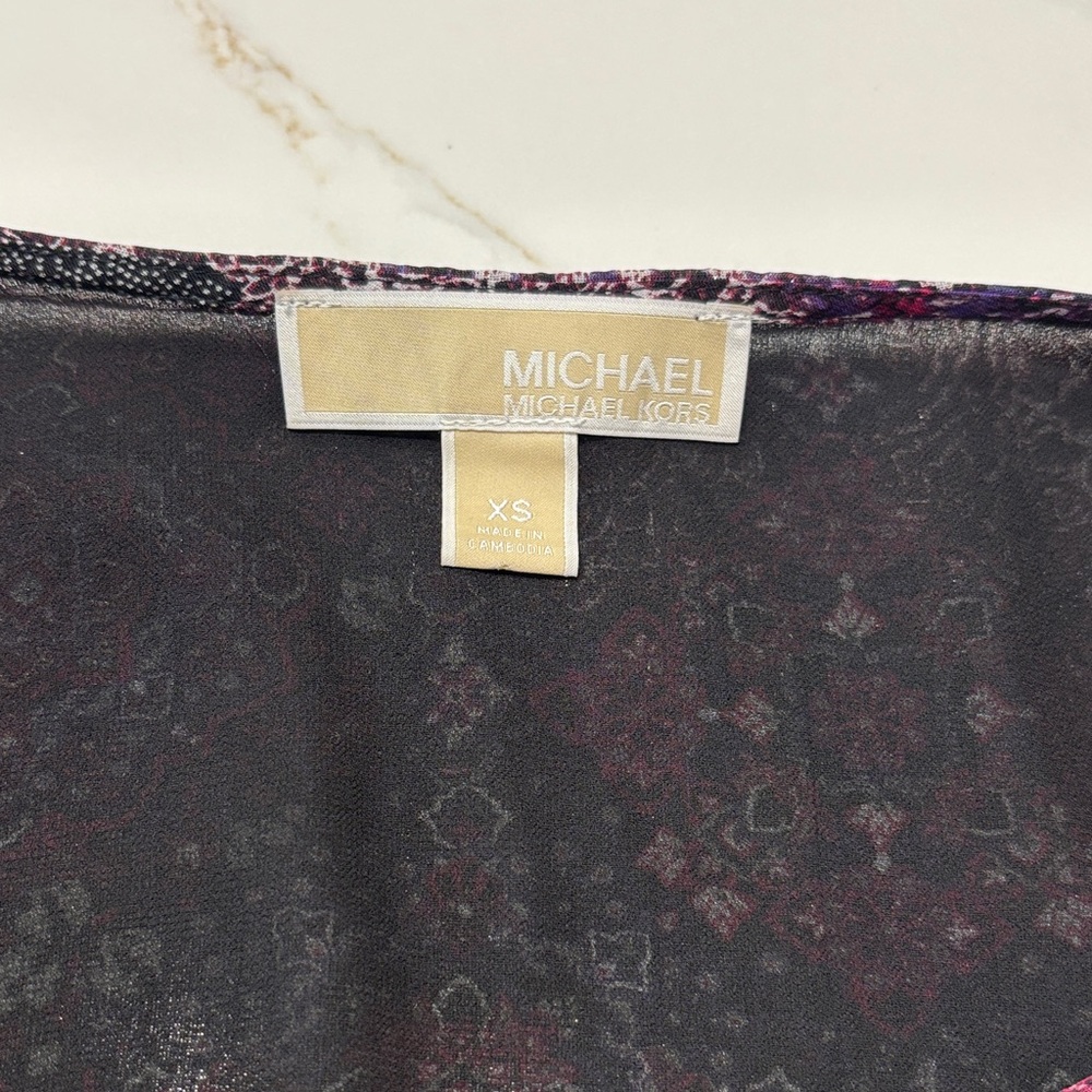 MICHAEL Michael Kors patchwork Georgette smock-waist Floral Long Sleeve Dress - Picture 8 of 14